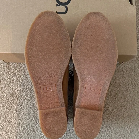 UGG W Corin- Tan Suede Fringe Ankle Boots - Picture 5 of 10